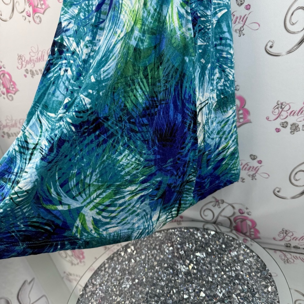 Denver Hayes dress, tropical beach, flowy Blue and Green Patterned Dress - Picture 4 of 12